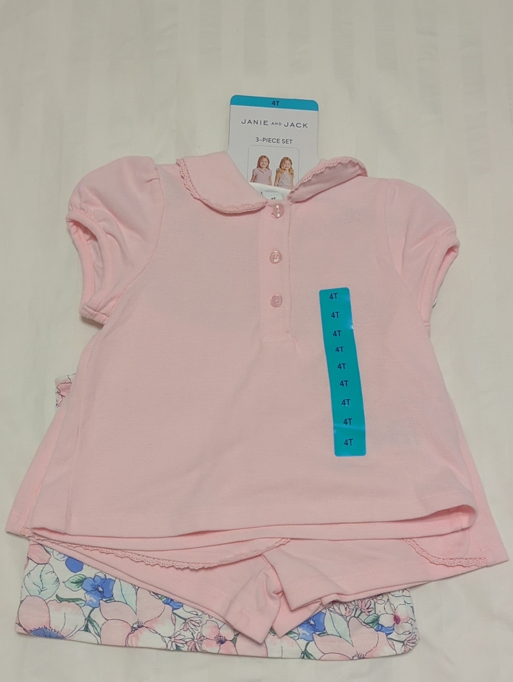 Janie and Jack Pale Pink Polo Top with Scalloped Collar
